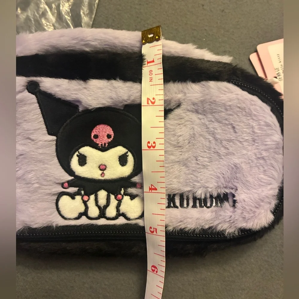 NWT Kawaii Sanrio Kuromi Plush Fuzzy Pencil Pouch